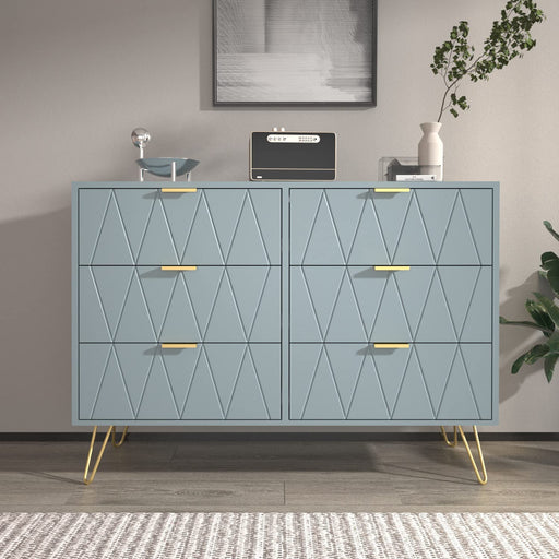 Modern Blue 6-Drawer Chest of Drawers