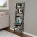 Gray Wooden 5-Tier Ladder Bookshelf for Home Décor