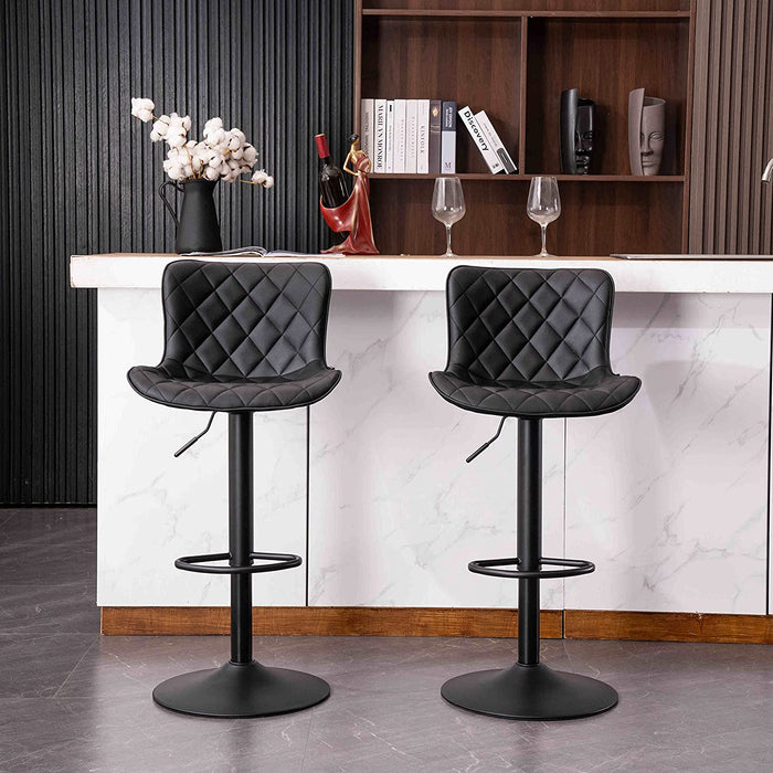 Black Adjustable High Back Barstools, Set of 2