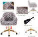 Gray Faux Fur Swivel Chair for Home Office