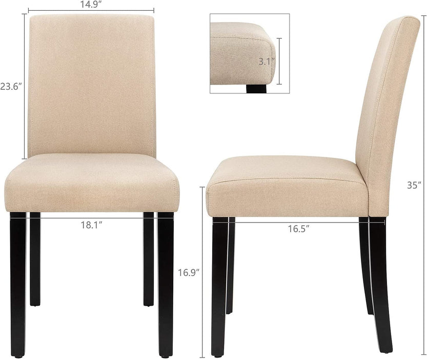 Urban Fabric Parson Chairs Set of 4, Solid Wood Legs, Beige