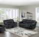 Black Padded Suede Manual Motion Sofa Set