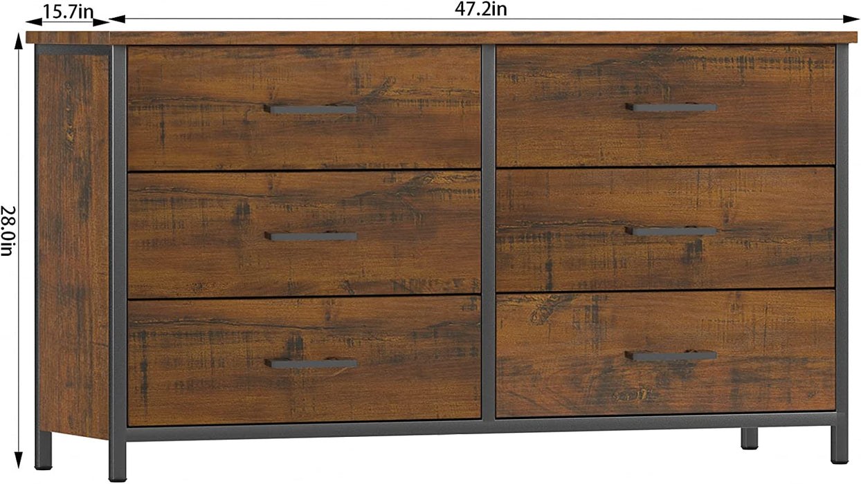 Industrial 6-Drawer Double Dresser