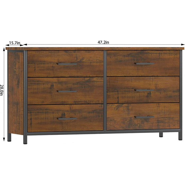 Industrial 6-Drawer Double Dresser