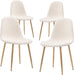 Mid Century Metal Leg Velvet Dining Chairs (Set of 4, Cream)