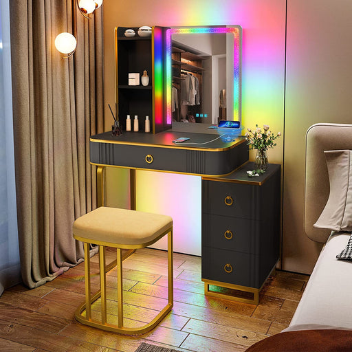 Crystal Crush Diamond Mirror Vanity Table