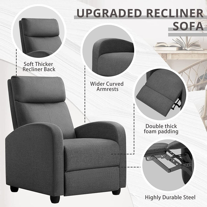 Aurora Grey Adjustable Home Theater Recliner