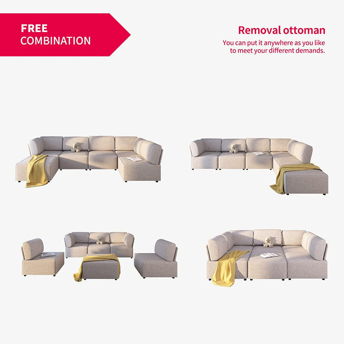 Modular Convertible Couch Set - Queen Sleeper, Beige
