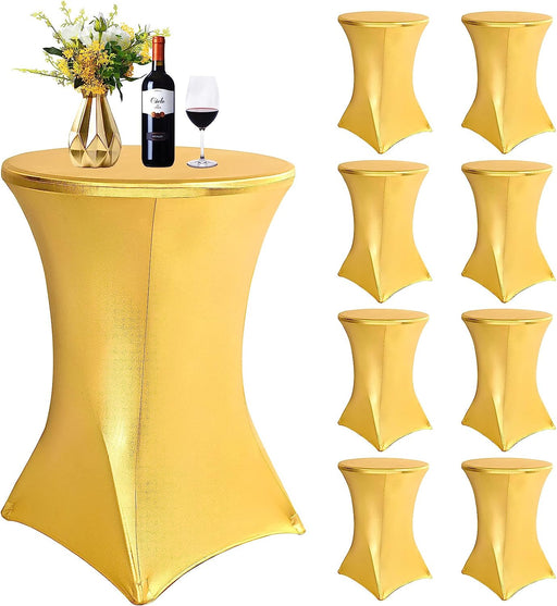 Spandex Metallic Gold Cocktail Table Cover