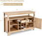 Natural Wood Dining Table Buffet Server Sideboard with Wine Storage