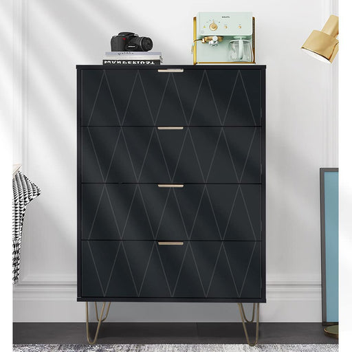 4 Drawer Dresser, Black, Nightstand