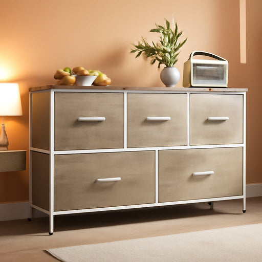 5-Drawer Wide Fabric Dresser Organizer