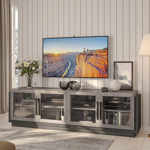 Modern TV Cabinet & Entertainment Center with Shelves, Wood Storage Cabinet