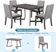 5-Piece Wood Rectangular Dining Table Set with Linen Chairs