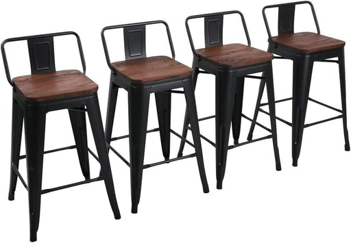 26″ Metal Counter Stools with Wood Top (Set/4)