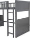 Gray Triple Bunk Bed with Loft and Drawers