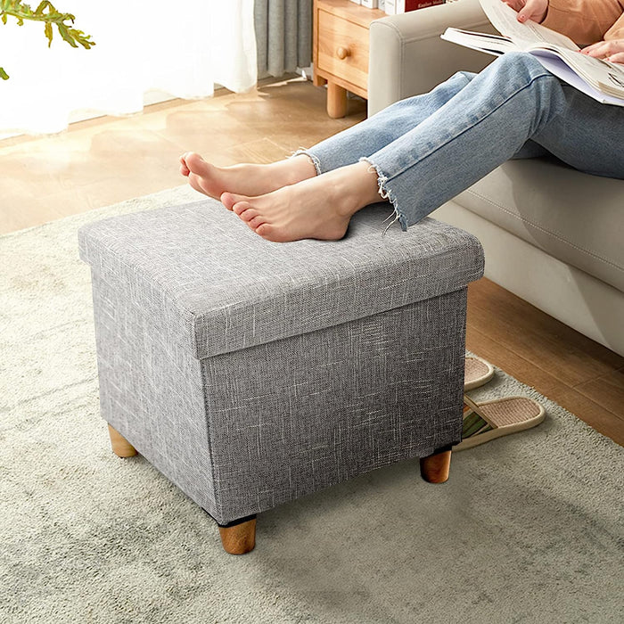 15″ Folding Storage Ottoman with Tray and Legs