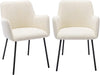 Lumbar Support Boucle Dining Chairs Set of 2 in White