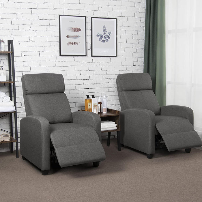 Fabric Push Back Recliner Chair, Pocket Spring, Light Grey