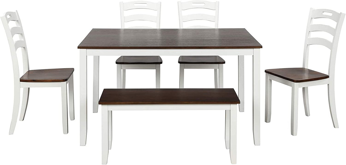 Ivory White and Cherry 6-Piece Dining Table Set