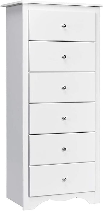 Wooden 6 Drawer Chest, White