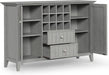 Fog Grey Solid Wood Transitional Sideboard Buffet and Wine Rack