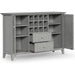 Fog Grey Solid Wood Transitional Sideboard Buffet and Wine Rack