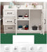 White Console Entryway Table with Storage Cabinets and Drawers