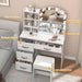 White Vanity Set with Lights and 4 Drawers