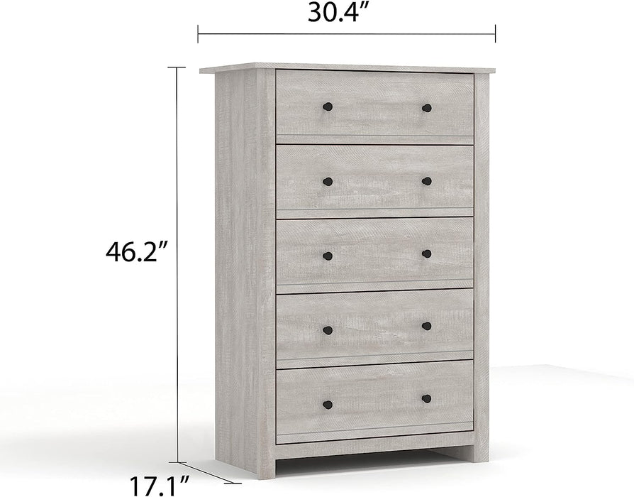 Galano Genoa 5 Drawer Dresser, Dusty Grey Oak