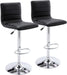 PU Leather Bar Stools Modern Square Adjustable Set of 2