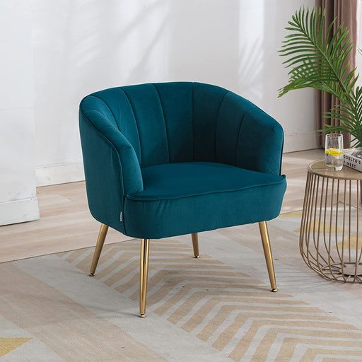 Teal Velvet Accent Chair with Golden Legs