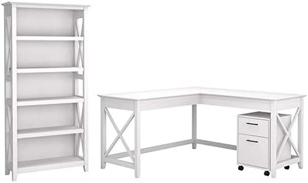 Key West L Shaped Desk with Mobile File Cabinet