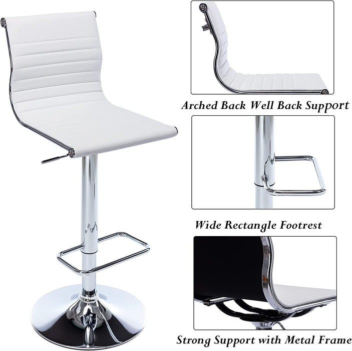 White Faux Leather Swivel Bar Stool with Back, 1 Pack