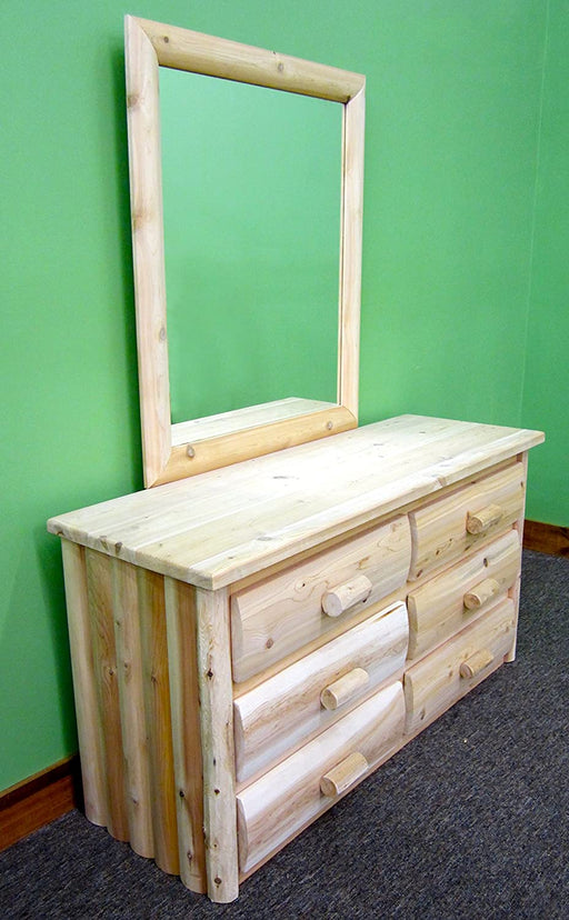Premium Log Dresser with Mirror - 6 Drawer