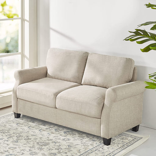 Beige Easy Assembly Loveseat Sofa