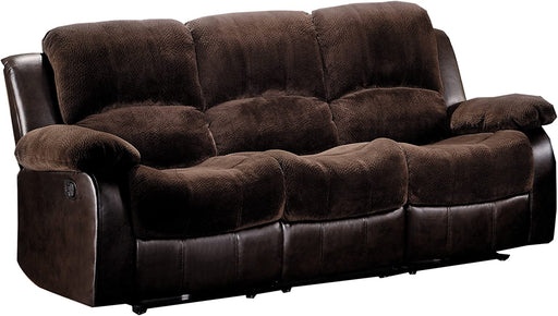 Resonance 83" Microfiber Double Reclining Sofa, Dark Brown
