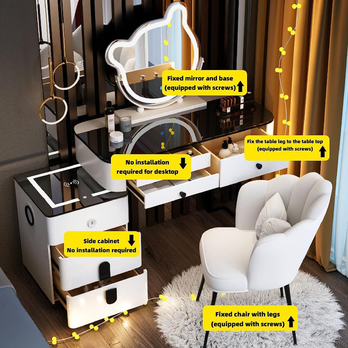 Vanity Desk with Bluetooth Speaker and Wireless Charging Station