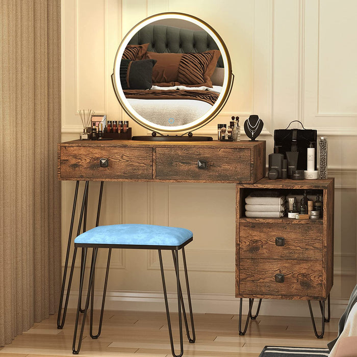 Vanity Desk Set with Drawers and Mirror