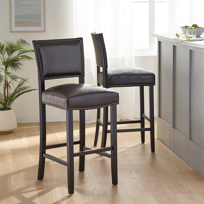 Christopher Knight Home Mayfield Bonded Leather Barstools, Set of 2, Brown