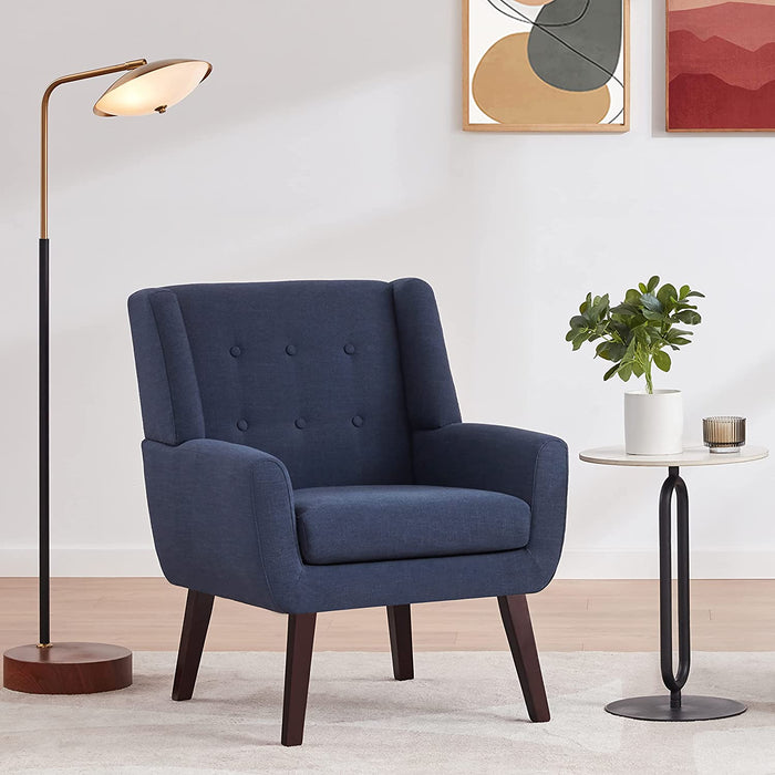 Mid Century Modern Accent Chair in Dark Blue