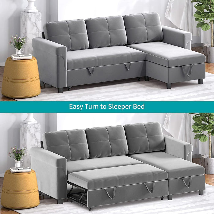 Light Grey Reversible Sleeper Sectional