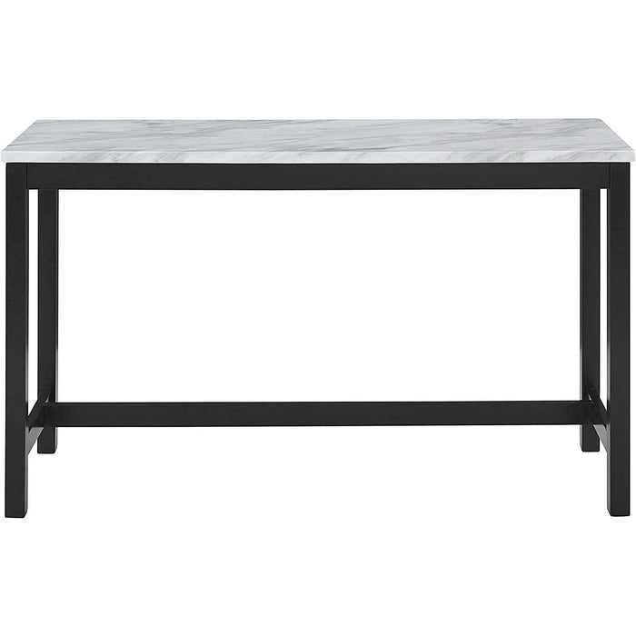 Blue Velvet Bar Table with 3 Stools, Faux Marble