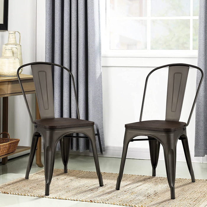 Tolix Style Cafe Side Chair, Industrial, Set of 4