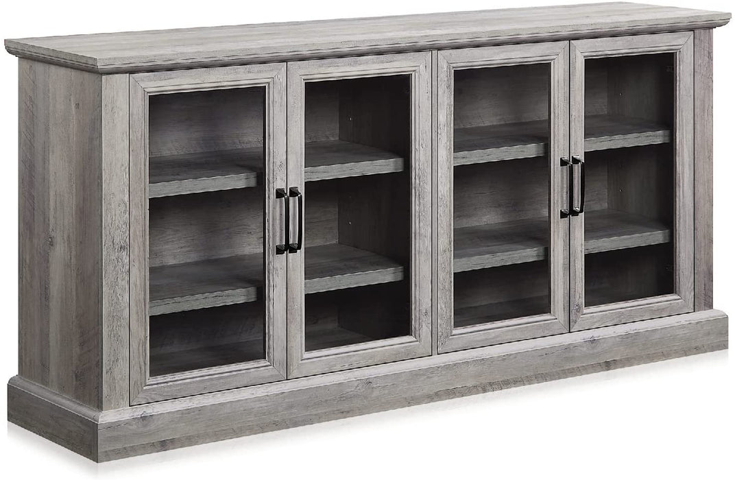 Gray Wash Sideboard with Glass Display Cabinet