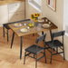 Retro Brown Dining Table Set for 4 with Bench