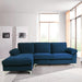 Navy Blue Velvet Sectional with Left Chaise