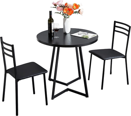 3-Piece Wood round Dining Set for Small Spaces