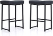Black Bar Stools Set of 2 Counter Height Backless