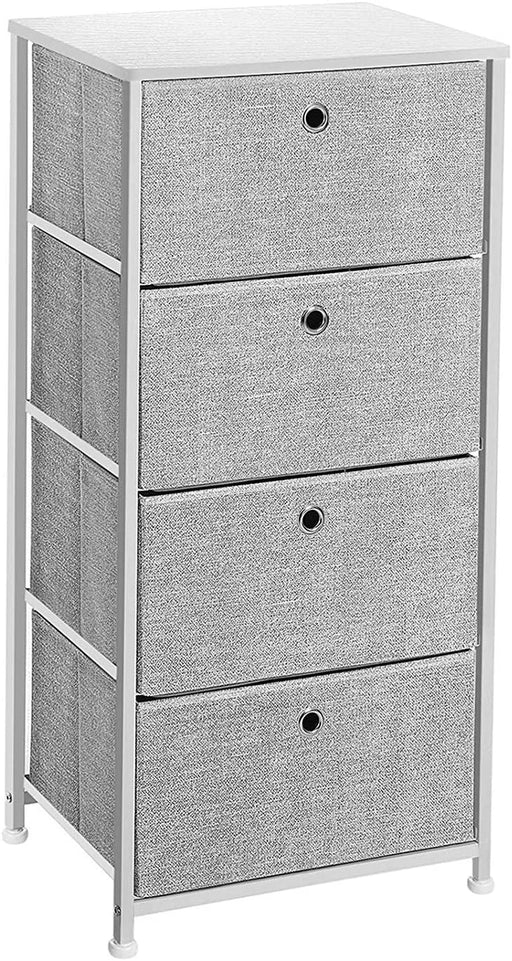 Nightstand Dresser with 4 Fabric Drawers, Light Grey